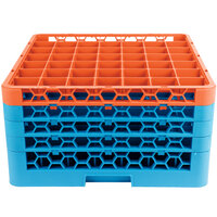 Carlisle RG49-4C412 OptiClean 49 Compartment Orange Color-Coded Glass Rack with 4 Extenders