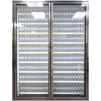 Styleline CL2472-LT Classic Plus 24 inch x 72 inch Walk-In Freezer Merchandiser Doors with Shelving - Anodized Bright Silver, Left Hinge - 2/Set