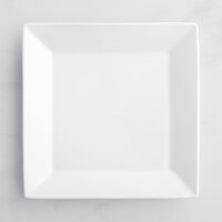 Acopa 9" Bright White Square Porcelain Plate - 3/Pack