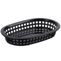 Tablecraft 1073BK 9 1/4" x 6" x 1 1/2" A La Carte Black Plastic Oval Fast Food Basket   - 12/Case