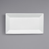 Acopa 8 1/2 inch x 4 1/2 inch Bright White Rectangular Porcelain Platter - 6/Pack