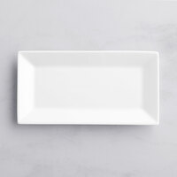 Acopa 8 1/2" x 4 1/2" Bright White Rectangular Porcelain Platter - 6/Pack