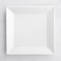 Acopa 8" Bright White Square Porcelain Plate - 4/Pack