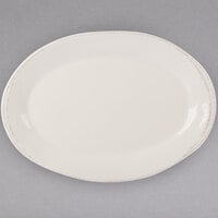 World Tableware FH-508 Farmhouse 12 1/2 inch x 9 inch Oval Ivory (American White) Porcelain Platter - 12/Case