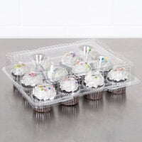 Polar Pak 9513-1 12 Compartment Clear Hinged PET Cupcake Take-Out Container - 76/Case