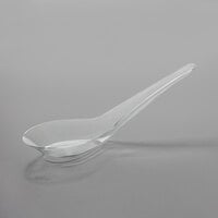 Visions 5 1/2 inch Clear Plastic Asian Soup Spoon - 50/Pack