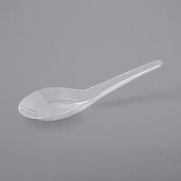 Visions 5 1/2" Clear Plastic Asian Soup Spoon - 50/Pack