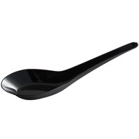 Visions 5 1/2 inch Black Plastic Asian Soup Spoon - 50/Pack