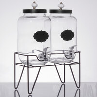 Set of 2 Clear 8.2 x 16.8 Style Setter Hamburg 210266-GB 1.5 Gallon Each Glass Beverage Drink Dispensers with Metal Stand 