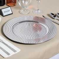 The Jay Companies 1270276-4 13 inch Round Silver Beaded Plastic Charger Plate