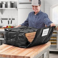ServIt Insulated Pizza Delivery Bag, Black Soft-Sided Heavy-Duty Nylon, 20 inch x 20 inch x 12 inch - Holds Up To (6) 16 inch, (5) 18 inch, or (4) 20 inch Pizza Boxes