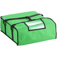 Choice Insulated Pizza Delivery Bag Green Nylon 18" x 18" x 5 1/2" - Holds Up To (2) 16" Pizza Boxes or (1) 18" Pizza Box