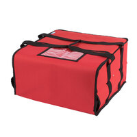 Choice Insulated Pizza Delivery Bag, Red Nylon, 16 inch x 16 inch x 8 inch - Holds Up To (4) 12 inch or 14 inch Pizza Boxes