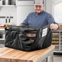 ServIt Soft-Sided Heavy-Duty Insulated Deli Tray / Party Platter Bag, Black Nylon, 20 inch x 20 inch x 12 inch - Holds (3) 20 inch Deli Trays