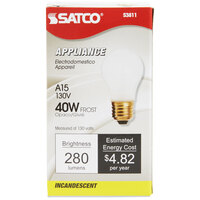 Satco S3811 40 Watt Frosted Finish Incandescent General Service Light Bulb - 130V (A15)