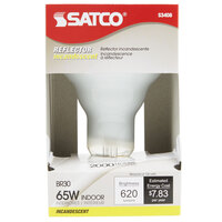 Satco S3408 65 Watt Frosted Incandescent Flood Lamp General Service Light Bulb - 130V (BR30)