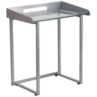 Flash Furniture NAN-YLCD1234-GG Tempered Glass Desk with Silver Metal Frame and Wire Cutout - 28" x 18" x 32"