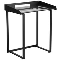 Flash Furniture NAN-YLCD1233-GG Tempered Glass Desk with Black Metal Frame and Wire Cutout - 28" x 18" x 32"