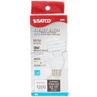 Satco S7225 18 Watt (75 Watt Equivalent) Cool White Mini Spiral Compact Fluorescent Light Bulb - 120V (T2)