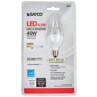 Satco S8952 4.5 Watt (40 Watt Equivalent) Clear Warm White LED Light Bulb with Candelabra Base - 120V (B11)