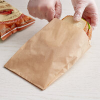 Choice 6 inch x 1 inch x 8 inch Kraft Sandwich / Cookie Bag - 100/Pack