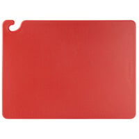 San Jamar CB182412RD Cut-N-Carry® 24 inch x 18 inch x 1/2 inch Red Cutting Board with Hook