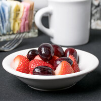 Acopa 5 oz. Bright White Rolled Edge Stoneware Fruit Bowl / Monkey Dish - 36/Case