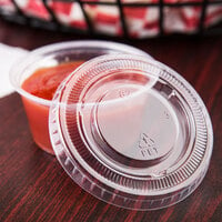 Choice PET Plastic Lid for 1.5 to 2.5 oz. Souffle Cup / Portion Cup - 2500/Case