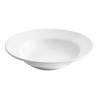 Acopa 10 oz. Bright White Wide Rim Rolled Edge Rim Stoneware Soup and Pasta Bowl - 24/Case