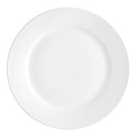 Acopa 12" Bright White Wide Rim Rolled Edge Stoneware Plate - 12/Case