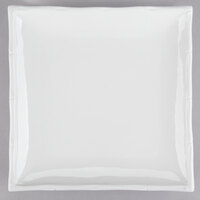 CAC BAP-21 Bamboo Pattern 11 1/4 inch x 11 1/4 inch Bright White Square Porcelain Plate - 12/Case