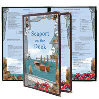 8 1/2 inch x 11 inch Menu Paper - Seafood Themed Port Design Cover - 100/Pack