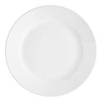 Acopa 9" Bright White Wide Rim Rolled Edge Stoneware Plate - 24/Case