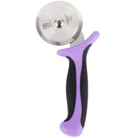 Mercer Culinary M18602PU Millennia® 2 3/4" High Carbon Steel Pizza Cutter with Purple Allergen-Free Handle