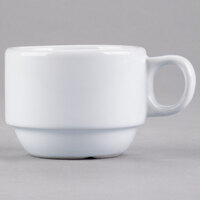 Acopa 3 oz. Stackable Rolled Edge Bright White Stoneware Espresso Cup - 36/Case