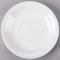 Acopa 6 inch Bright White Rolled Edge Stoneware Saucer - 36/Case