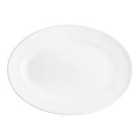 Acopa 10 3/8" x 7 1/8" Bright White Wide Rim Rolled Edge Oval Stoneware Platter - 24/Case