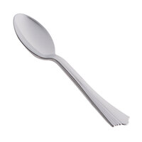 Visions 6 1/4 inch Heavy Weight Silver Plastic Spoon - 50/Pack