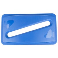 Rubbermaid FG270388BLUE Slim Jim Blue Rectangular Recycling Container Lid with Paper Slot