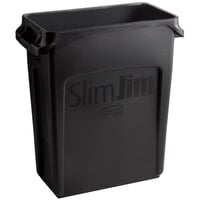 Rubbermaid 1955959 Slim Jim 64 Qt. / 16 Gallon Black Rectangular Trash Can