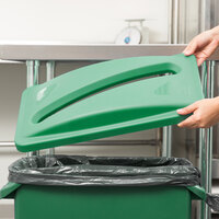 Rubbermaid FG270388GRN Slim Jim Green Rectangular Recycling Container Lid with Paper Slot
