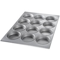 Chicago Metallic 45355 12 Cup 16.5 oz. Glazed Aluminized Steel Mini Cake / Jumbo Muffin Pan - 18 inch x 25 7/8 inch