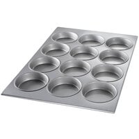 Chicago Metallic 45355 12 Cup 16.5 oz. Glazed Aluminized Steel Mini Cake / Jumbo Muffin Pan - 18" x 25 7/8"