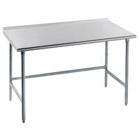 Advance Tabco TFMG-243 24 inch x 36 inch 16 Gauge Open Base Stainless Steel Commercial Work Table with 1 1/2 inch Backsplash