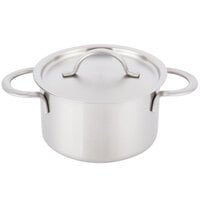 Clipper Mill by GET 4-80999 6 1/2 inch x 2 1/2 inch Stainless Steel Mini Bistro Serving Pot with Satin Finish and Lid