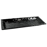 Elite Global Solutions M1775-B 17" x 6" Crinkled Paper Black Rectangular Melamine Tray