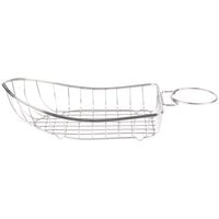 Clipper Mill by GET 4-80117 Stainless Steel Boat Basket with Condiment Holder - 13 inch x 5 inch x 2 3/4 inch