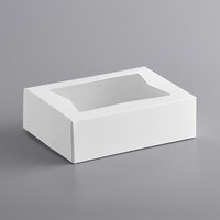 Baker's Mark 8" x 5 3/4" x 2 1/2" White Auto-Popup Window Cake / Bakery Box - 200/Bundle