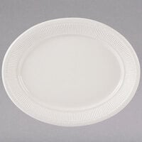Tuxton HEH-131 Hampshire 13 inch x 10 1/8 inch Eggshell Embossed Oval China Platter - 12/Case