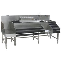 Eagle Group CCS-72 Spec-Bar 72 inch Stainless Steel Combination Cocktail Station with 12 inch Liquor Display and Recessed Workboard